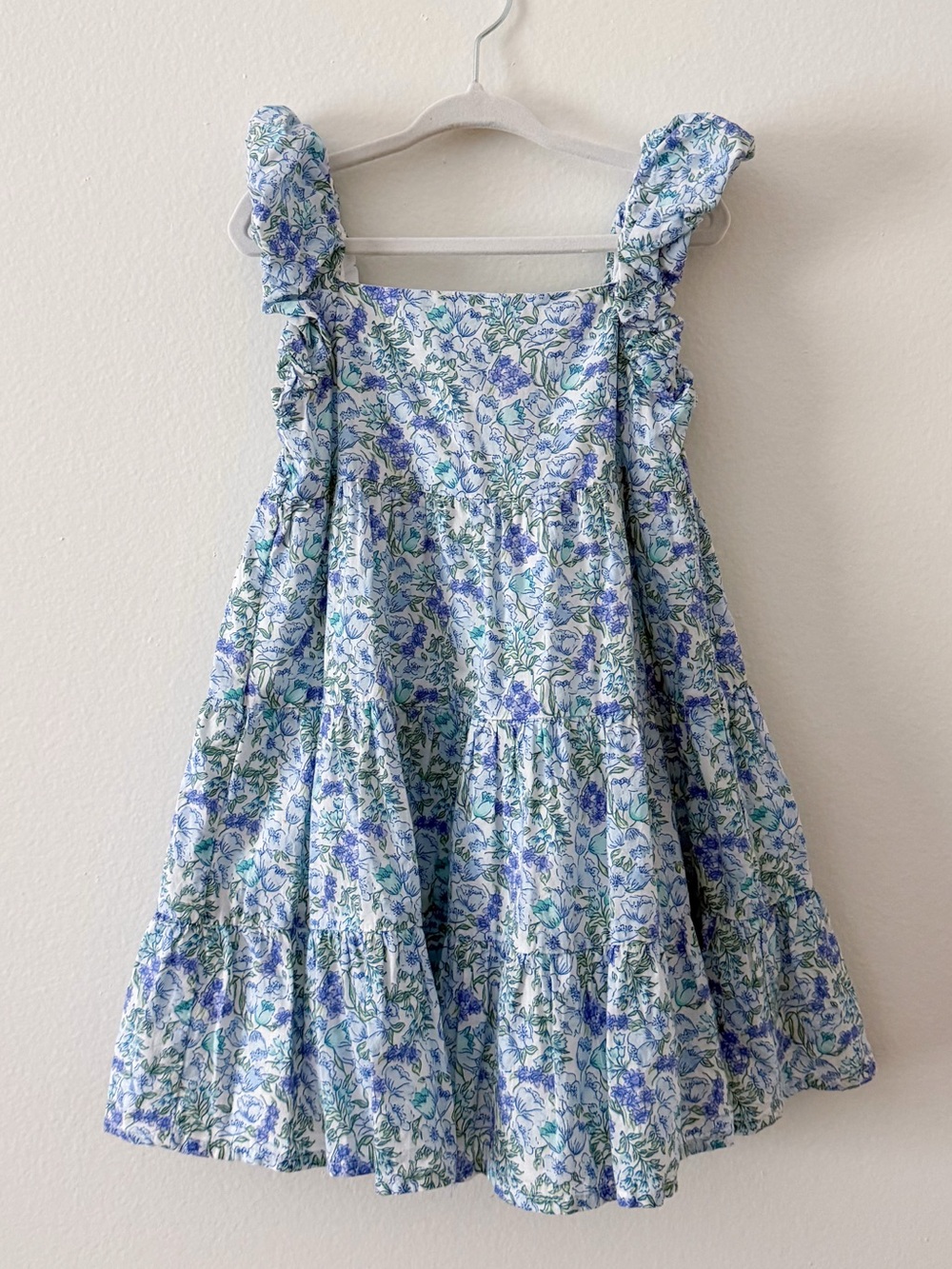 Janie and Jack Girl's Ditsy Floral Dress In Blue Size 4 Preloved